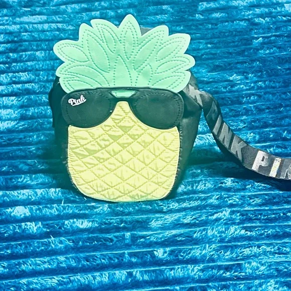 PINK Victoria's Secret Pineapple Crossbody Bag in Black, Yellow & Green - Picture 2 of 3